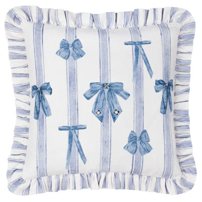 Noortje Ruffle Bows Cushion Cover Abstract Blue Square Cushion Cover