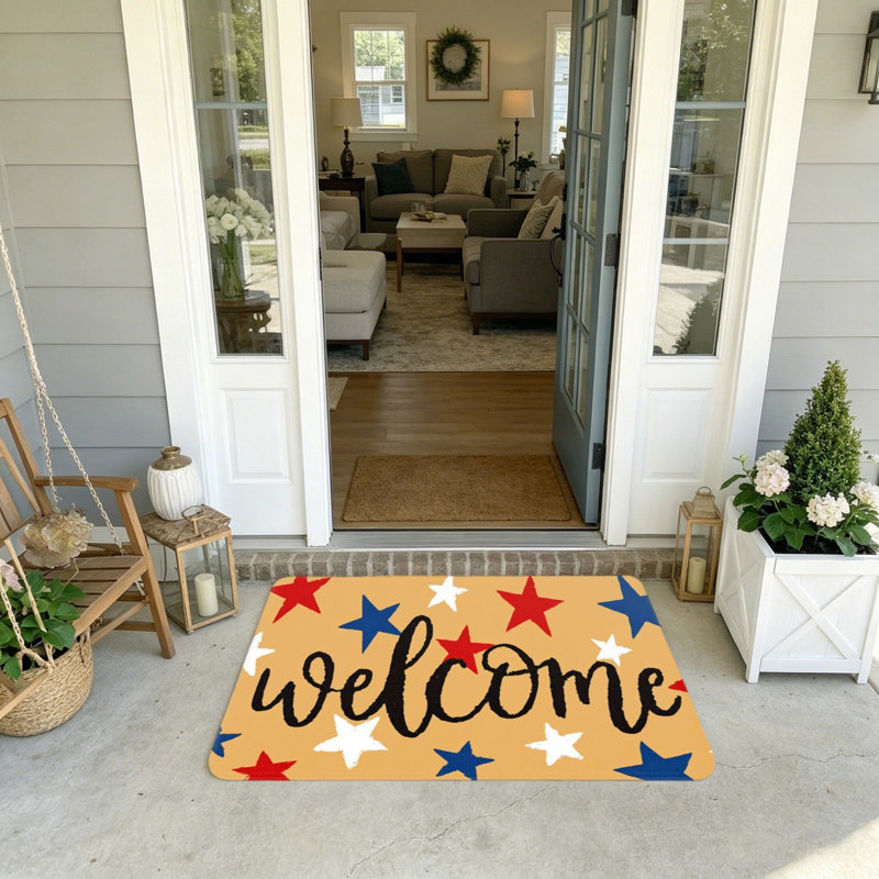 Paillasson Patriotic Star Welcome Independence Day, 20 "x 32"