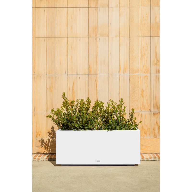 Block Series Long Box Planter, White, 16” H x 38” W x 15” D