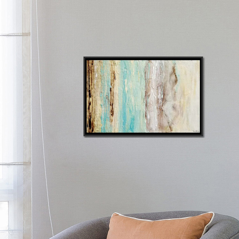 Reproduction d’art sur toile tendue, "cicatrisation marés", H 18 po x l 26 po x P 1,5 po, Toile avec cadre noir, Pas de tapis