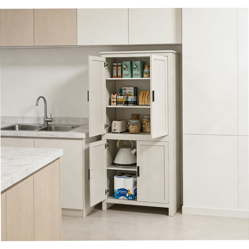 Armoire de rangement spacieuse et autoportante, garde-manger, pour la maison, Blanc antique