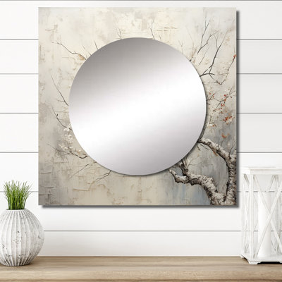 Art mural en miroir de mur d'arbre beige