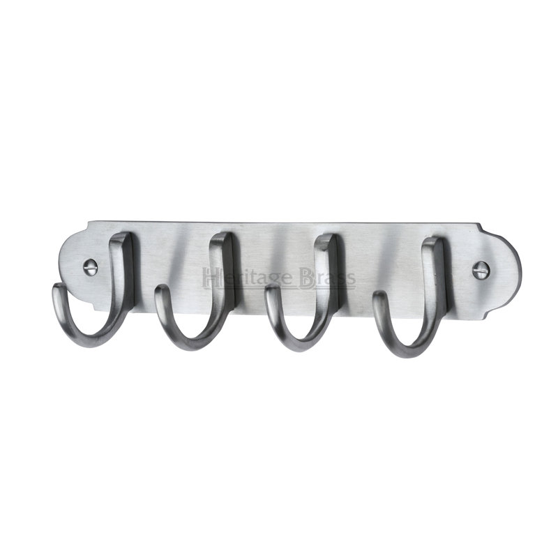 Heritage Brass Heritage Coat Hooks on Plate, Satin Chrome