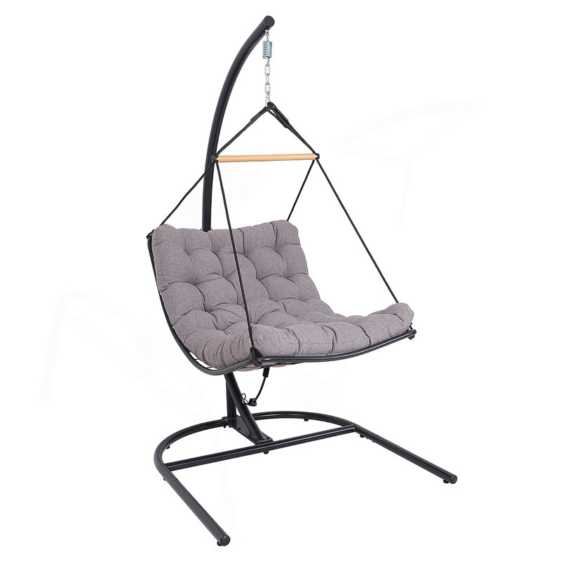 Fauteuil à œufs suspendu avec support, balançoire intérieure avec coussin et structure en acier, chaise hamac d'une capacité de 350 lb pour patio, chambre à coucher, jardin, balcon, bord de piscine