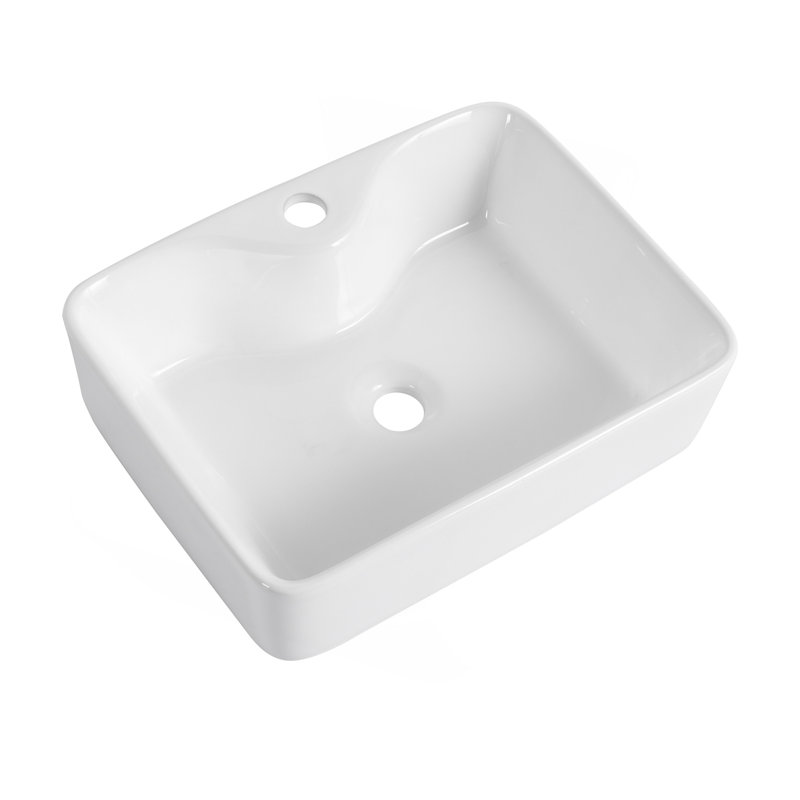 Lavabo de salle de bain rectangulaire en céramique