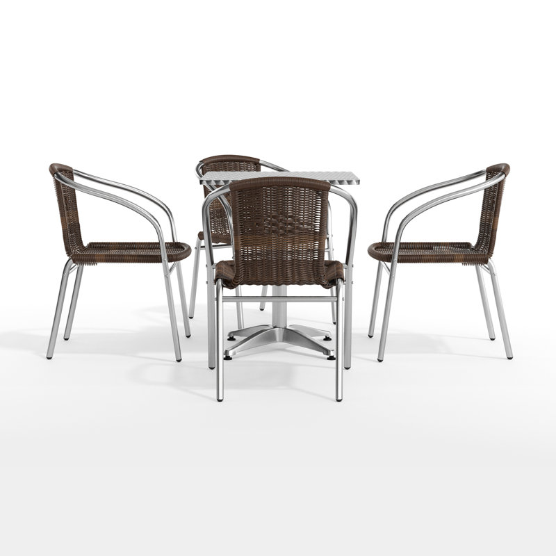 Ensemble de table carrée intérieur / extérieur 27,5 po Haverhill, Marron foncé, H 27,25 po x l 23,5 po x P 23,5 po