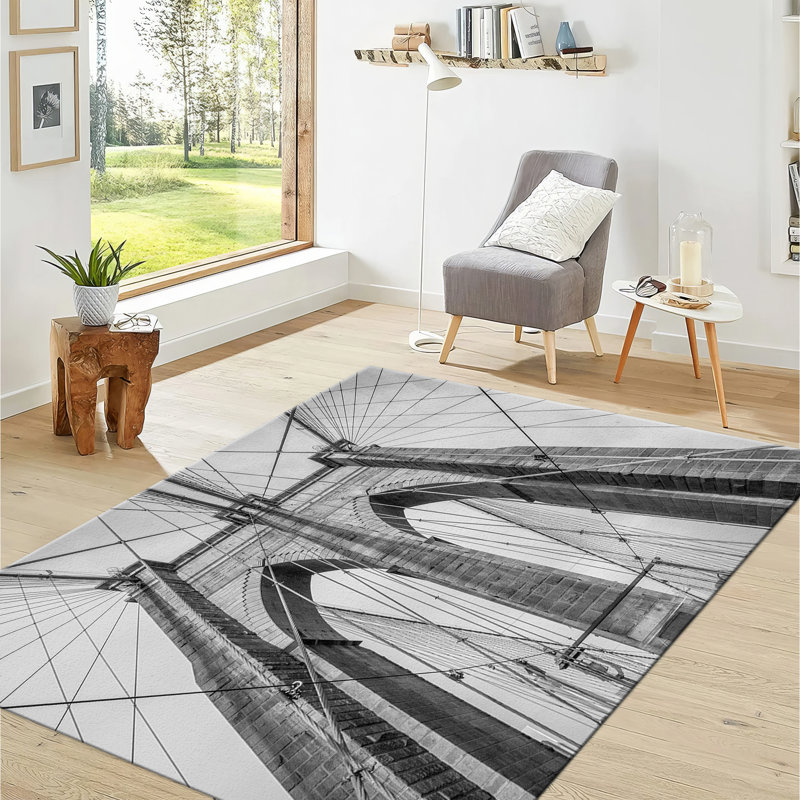 Stylish Non-Woven Soft Printed Rug with Intricate Geometric Pattern Ideal for Enhancing Living Room Decor