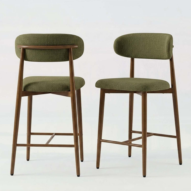 Ensemble de 2 tabourets de bar à hauteur de comptoir, tabourets de bar modernes rembourrés avec pieds en métal pour la cuisine et la salle à manger