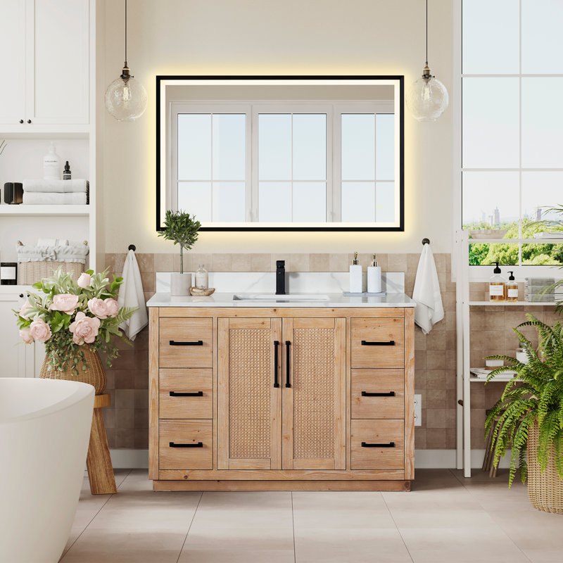 Meuble-lavabo simple 48 po avec miroir Calacatta