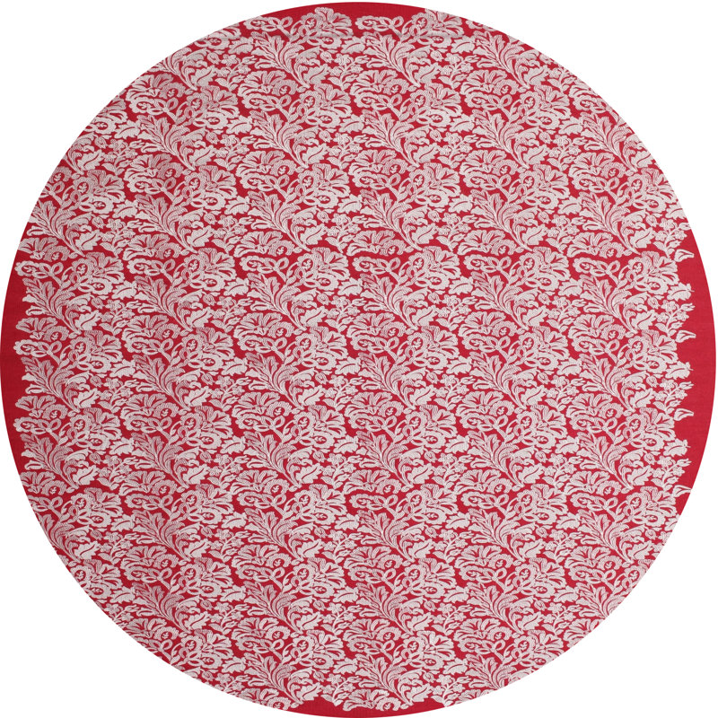 Tapis de zone rose/rouge contemporaine, Rond 6 pi
