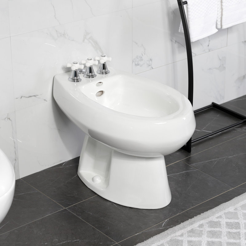 Victorian Three-Handle Widespread Vertical Bidet Faucet, Polished Chrome