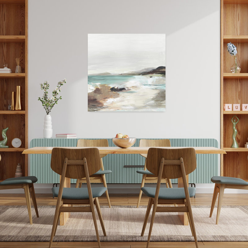 «Coastal Serenity Under Grey Skies», art mural côtier, H 36 po x l 36 po