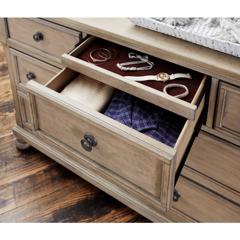 Classic Bedroom Dresser With Drawers And Jewelry Tray, Gray