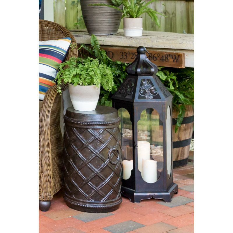 Moroccan Outdoor Round Side Table, 12" Diameter