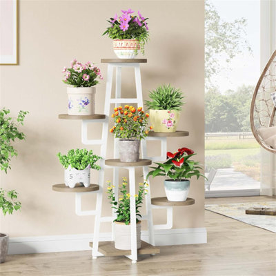 Élégante tablette d'angle à 7 niveaux pour l'intérieur et l'extérieur, parfaite pour les balcons, les salons et les jardins