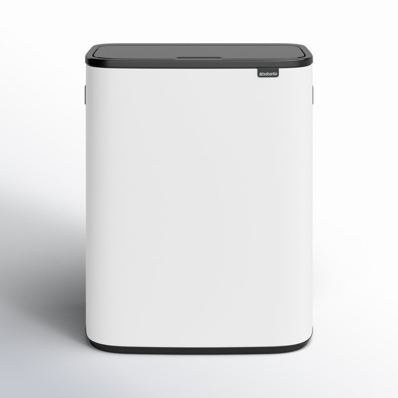 Brabantia Bo Touch Top Dual Compartment Recycling Trash Can, 2 x 8 Gallon (2 x 30 Liter), White