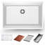 Évier de cuisine encastré à simple cuve 30 pouces HIGOLD, composite de quartz avec accessoires de planche à découper, finition blanche, 30 po x 20 po x 9 po-122254882