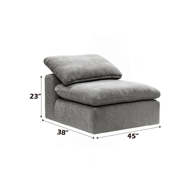 Canapé modulaire en lin gris avec repose-pieds