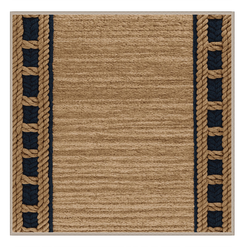  Tapis nautique lavable à bordures à nœuds, Carré 6 pi