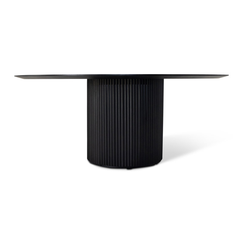 Ebano Round Pedestal Dining Table with Wood Grain Finish
