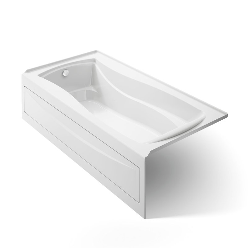 Mariposa 72" x 36" Acrylic Alcove Soaking Bathtub, White, Left