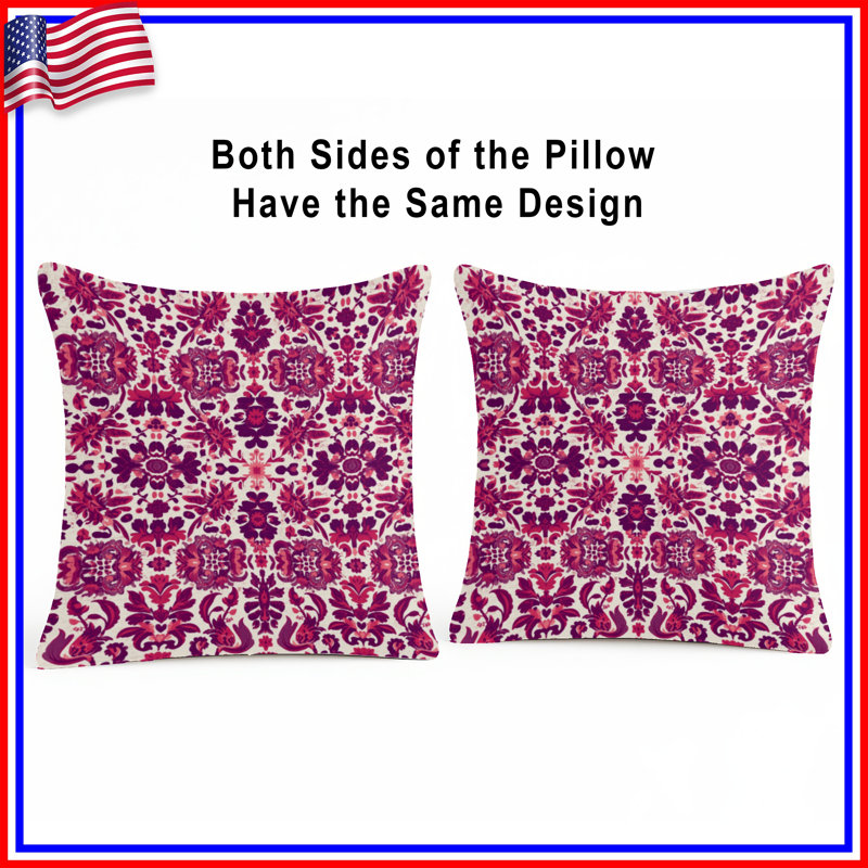 Coussins décoratifs à double face rose et mauve, 20 po x 20 po
