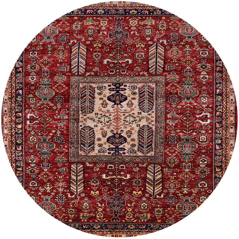 Tapis 100% Mid-Century moderne lavable à la machine 2393, Rond 5 pi