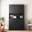 Armoire de rangement autoportante noire 74 po avec 6 portes, 3 tablettes, 2 tiroirs, prises de courant alternatif, ports pour l'organisation de la maison-347261212-347261208