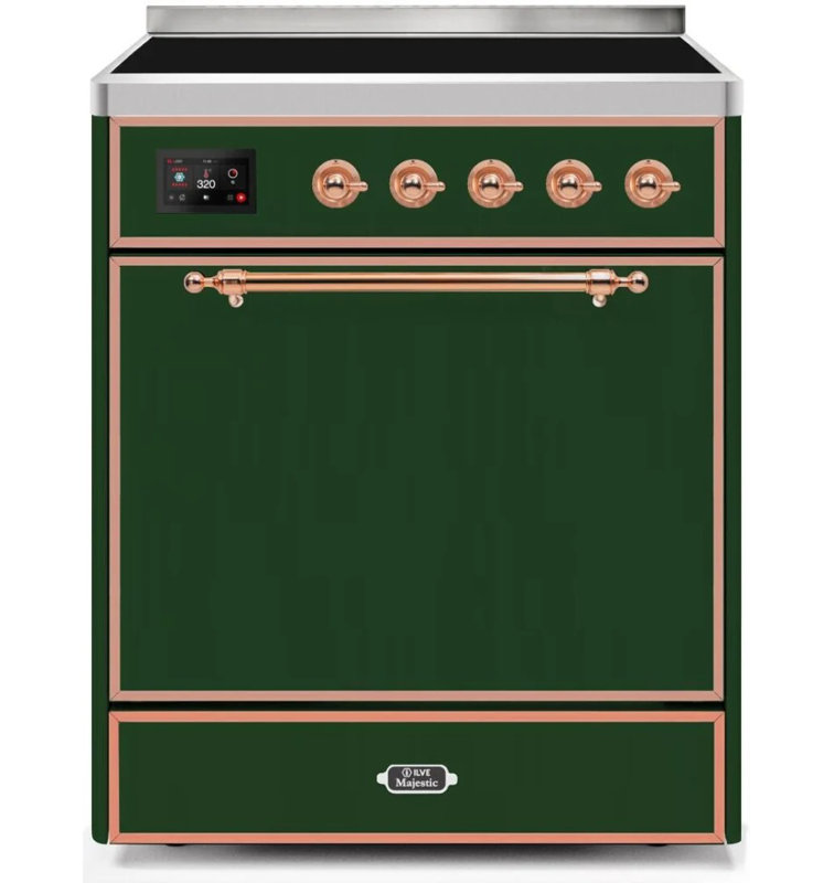 ILVE Majestic II 30 in Induction Range, Emerald Green/Copper