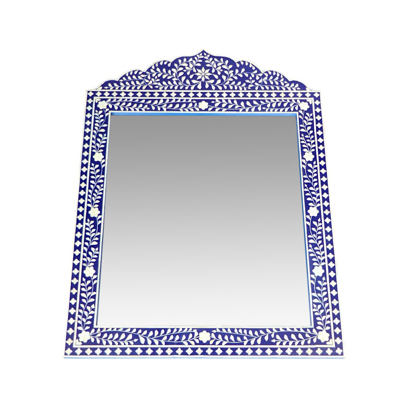 Marrakech Bone Inlay Mirror- Blue, Blue