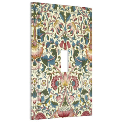 Boho Floral Single Toggle Light Switch Cover, 1 Gang Wall Plate, Vintage Flower Pattern For Bathroom Or Farmhouse Decor