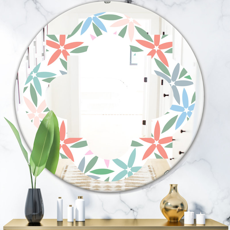 Miroir mural Crystals of Amethyst Leaves, H 23,6 po x l 23,6 po, Floral Pattern V Leaves Cottage Americana.