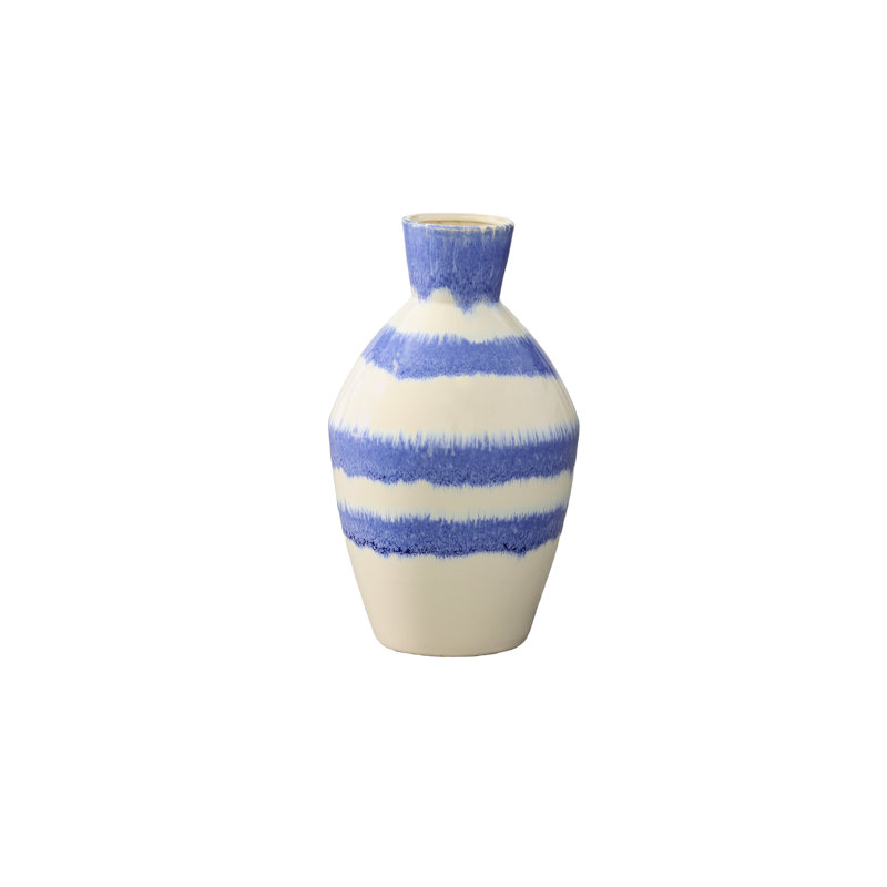 Ceramic Vase Gloss Finish Purple White, 14" H x 8.5" W x 8.5" D