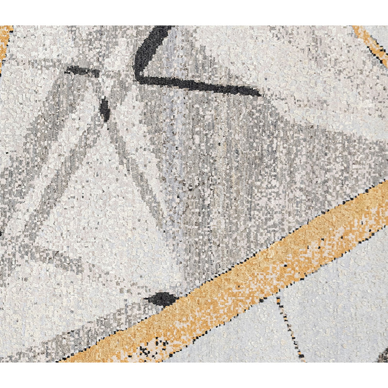Hand Knotted Abstract Area Rug in Silver/Black/Beige, Rectangle 12' x 15'