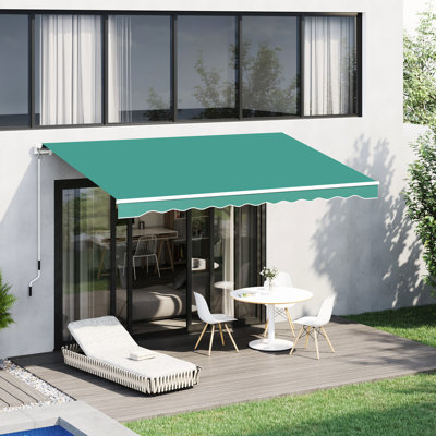 Auvent de patio 10 pi x 8 pi -. Pare-soleil avec résistance à l'eau. Cadre en aluminium, manivelle manuelle. Convient à diverses surfaces. S'adapte aux besoins du soleil. Réduit la chaleur. Pour terrasse, balcon, cour. Installation polyvalente.
