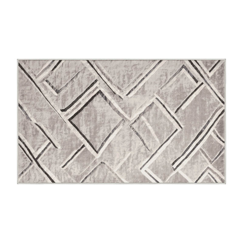 Machine Washable Beige Area Rug, Rectangle 2' x 5'