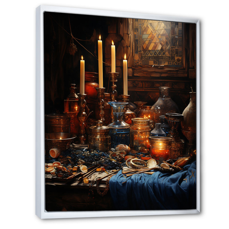 Égypte, offrande Divine sur toile, H 44 po x l 34 po x P 1,5 po, Cadre flottant blanc