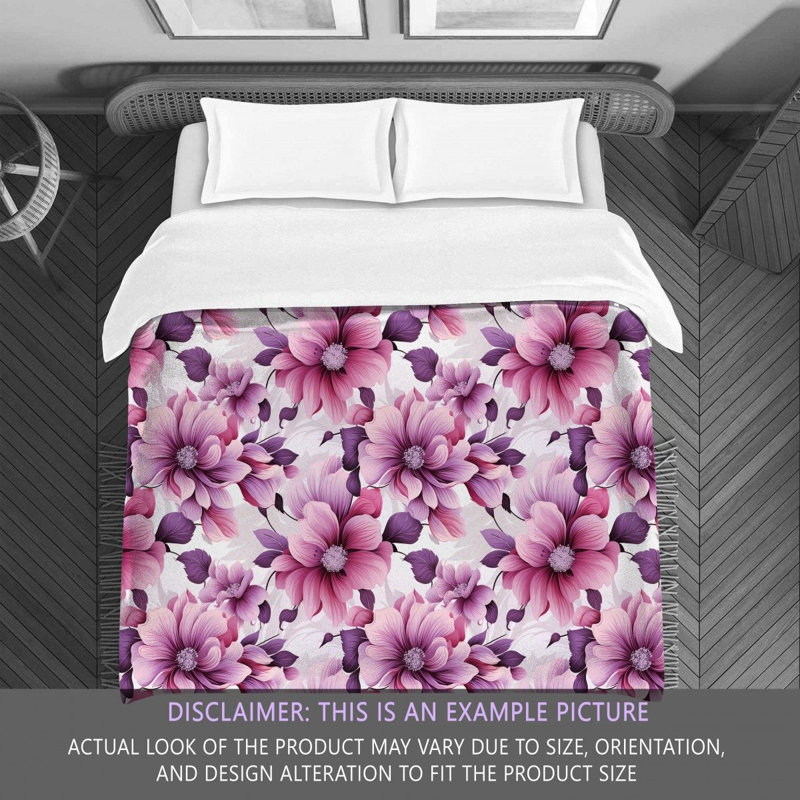 Machine Printed Comforter, King Comforter, Pink/Purple/White Floral