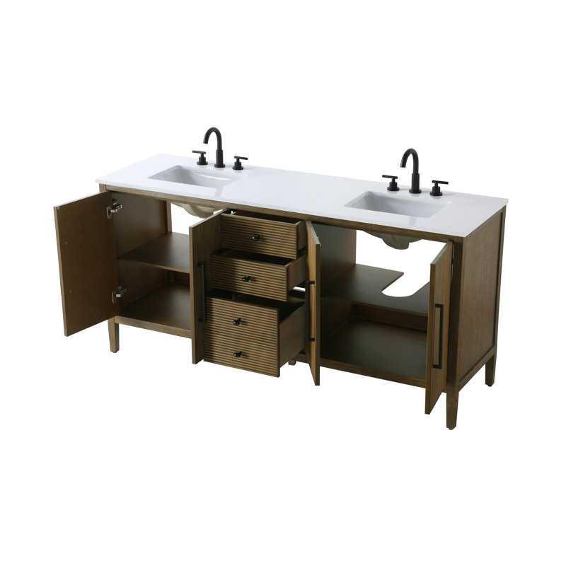 Meuble-lavabo double 72 po, Noisette chêne