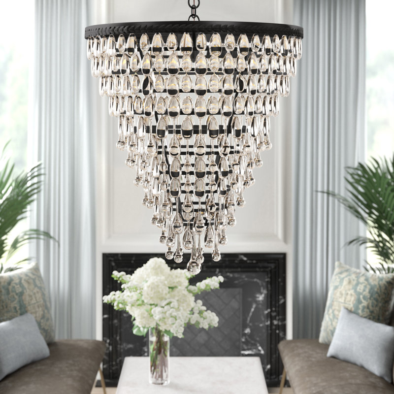 Lustre à niveaux unique 7 lumières Beno, Noir
