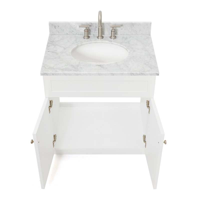 Meuble-lavabo simple avec comptoir Partham 31, Blanc