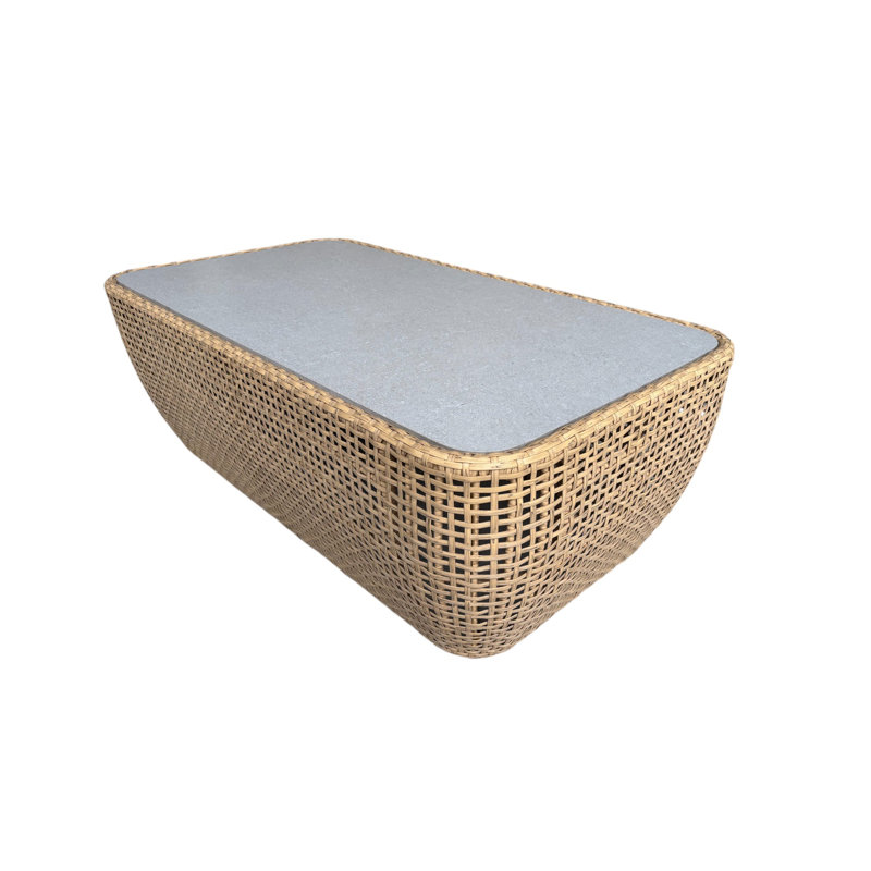 Table basse Sydney en osier et pierre