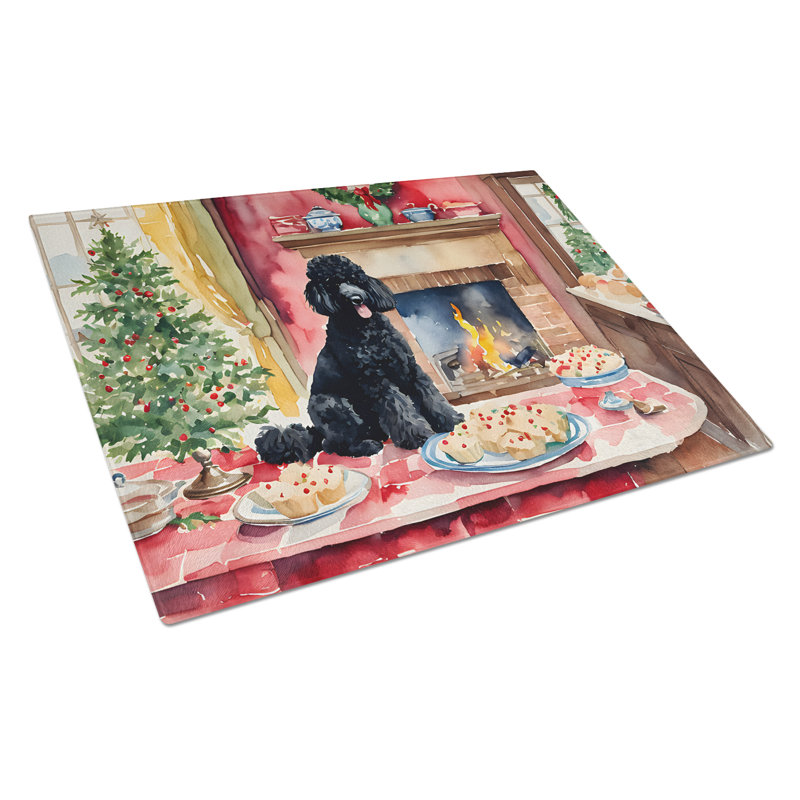 Poodle Christmas Cookies Glass Cutting Board