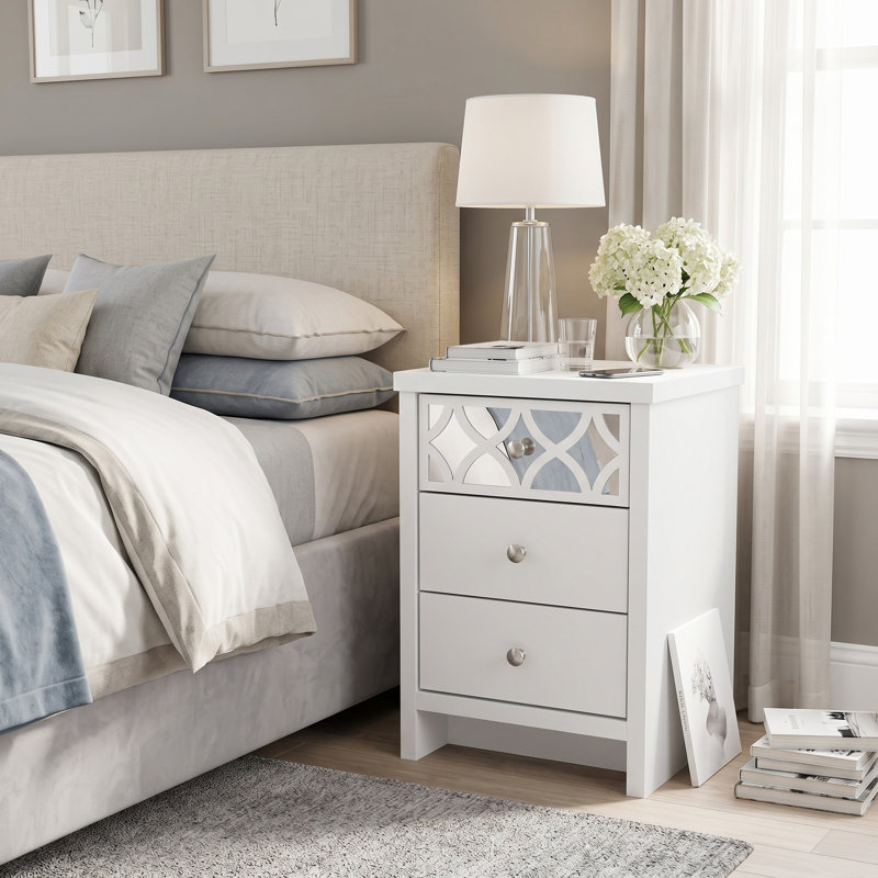 IrisVibe 3 Drawer Bedside Table, White