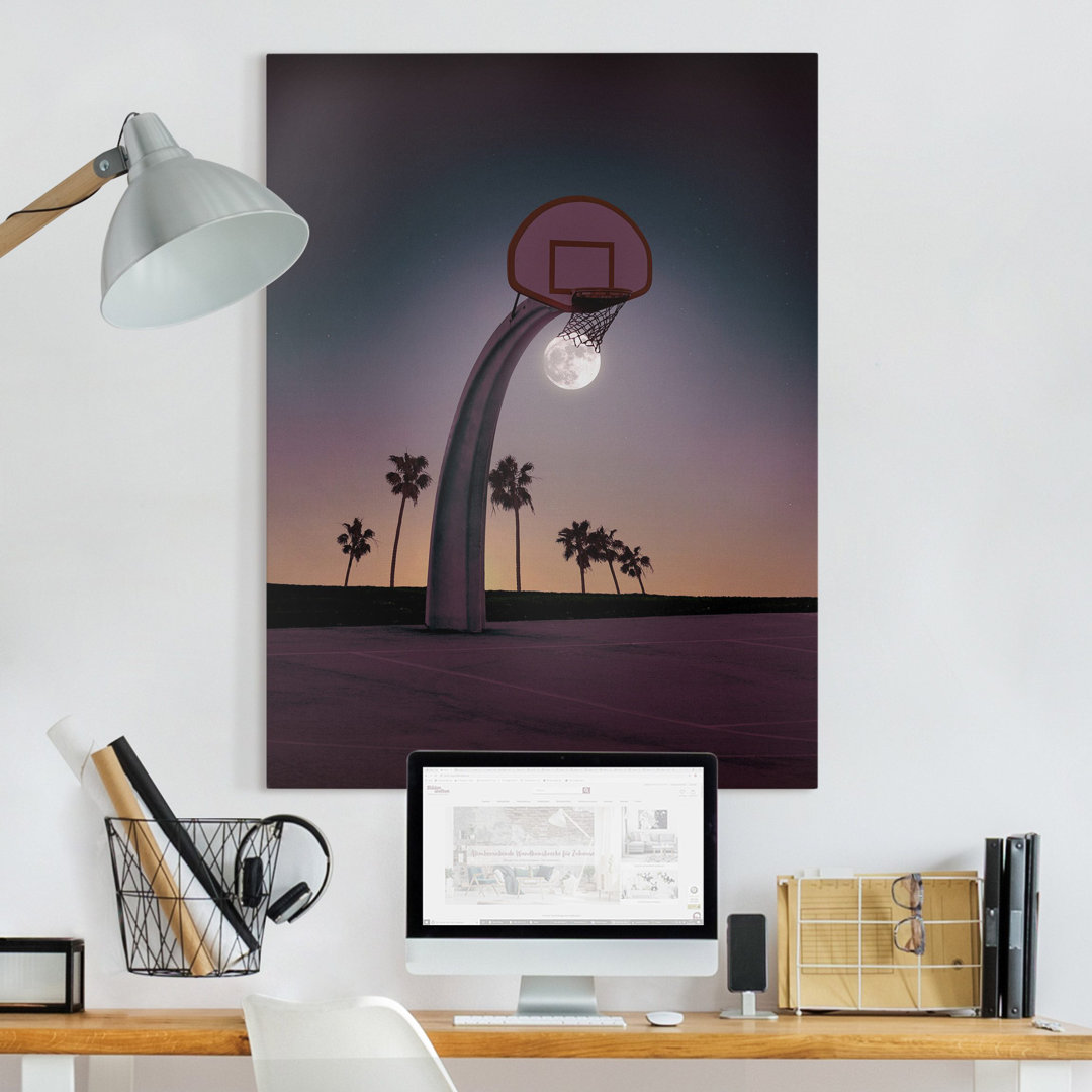 Leinwandbild Basketball mit dem Mond