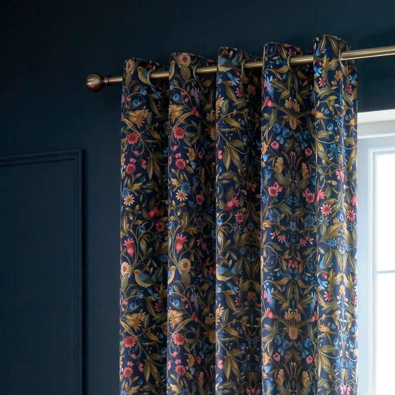 Hedgerow Hopper Lined Eyelet Curtains, 66x72 Inch