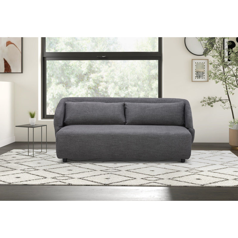 Kamayia 75'' Recessed Arm Sofa Bed, Dark Gray