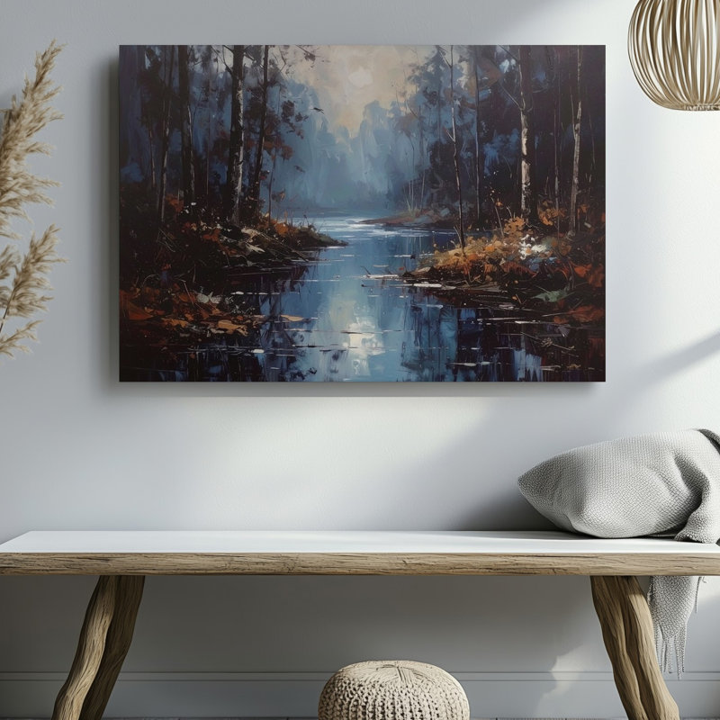 «Tranquil Forest Reflection Canvasmisty Waters And Quiet Trees», art mural sur toile, H 30 po x l 30 po