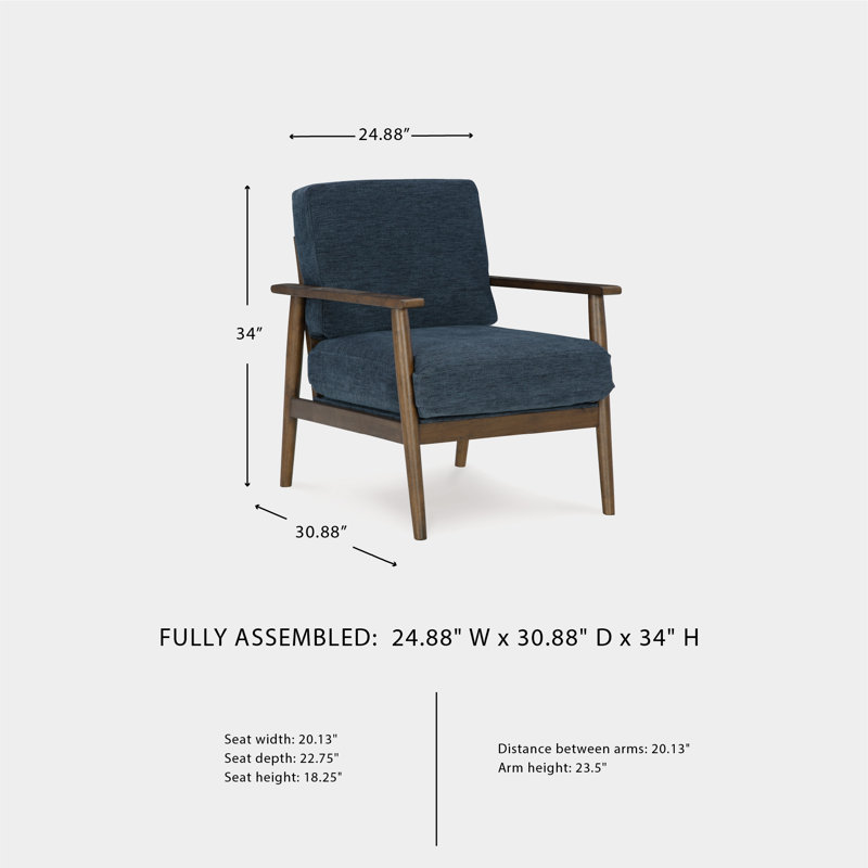 Upholstered Armchair, Blue Fabric