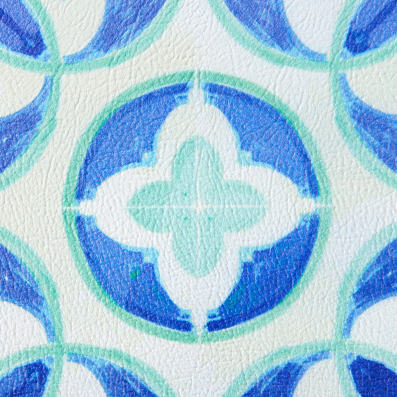 FIESTA Mali Tiles Geo Trellis Anti-Fatigue Comfort Non-Slip Kitchen Runner Mat, Blue/Aqua/White